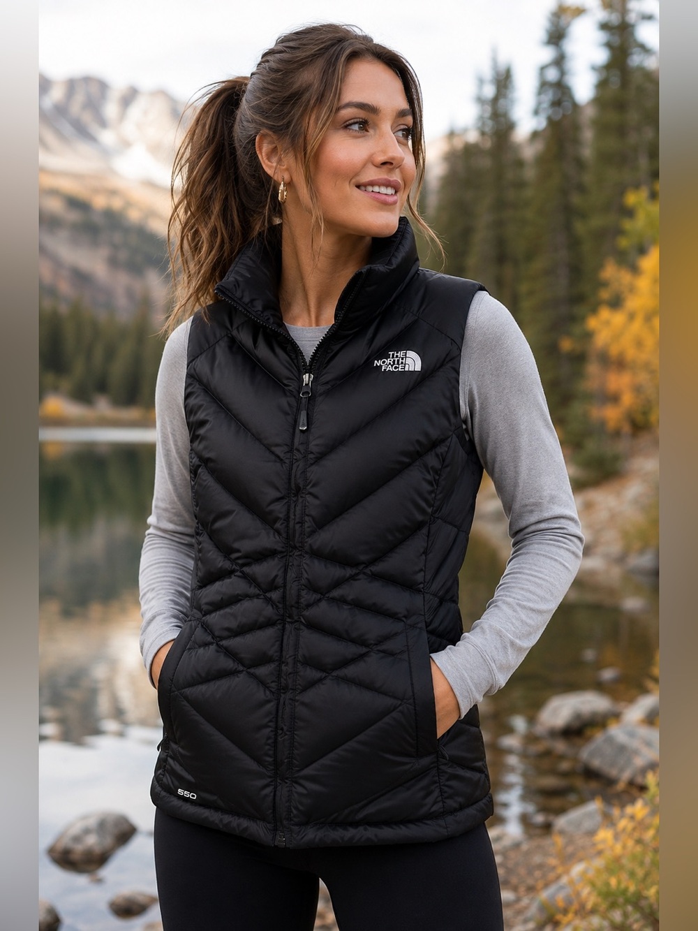 The North Face Women’s XS Black 550 Down Puffer Vest Quilted Full Zip